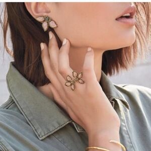 Stella & Dot Pink and Gold Dainty Earrings